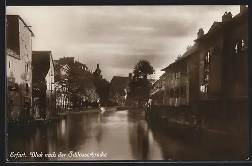 AK Erfurt, kleine Synagoge und Blick nach der Schlösserbrücke