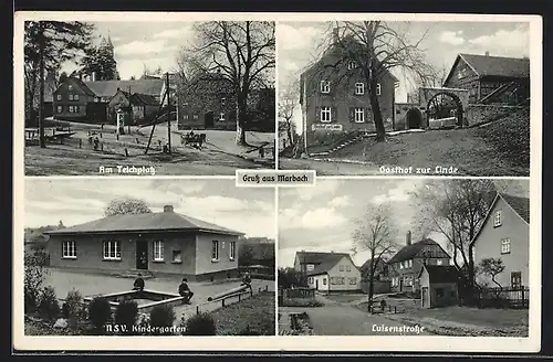 AK Marbach, Gasthof zur Linde, Kindergarten, Am Teichplatz