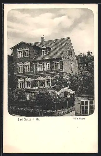 AK Bad Sulza /Th., Schützenhaus / Villa Kecke, Gebäudeansicht mit Garteneingang
