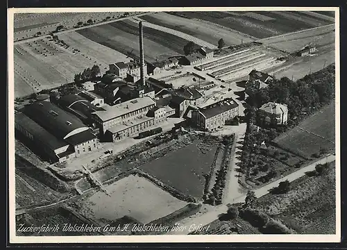 AK Walschleben über Erfurt, Zuckerfabrik Walschleben GmbH, Fliegeraufnahme