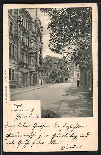 AK Erfurt, Gebäude und Passanten in der Casino-Strasse