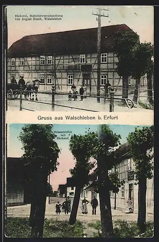 AK Walschleben b. Erfurt, Bäckerei und Handlung August Busch