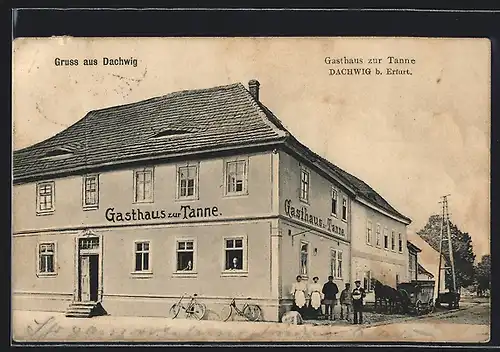 AK Dachwig, Gasthaus zur Tanne mit Kutsche