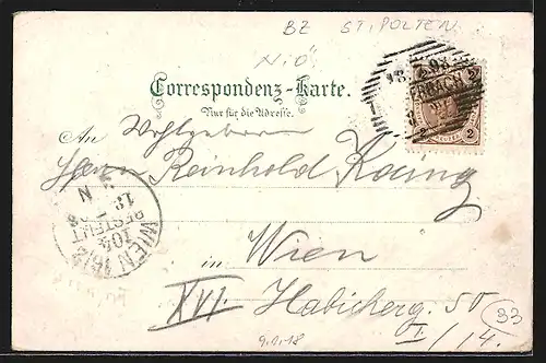 Lithographie Pressbaum, Denkmal Kaiser Josef II., Norbertinum, Kirche und Schule