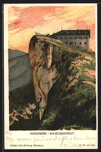 Künstler-AK Seiling Nr. 68: Schafberg im Salzkammergut, Berg mit Gesicht / Berggesichter