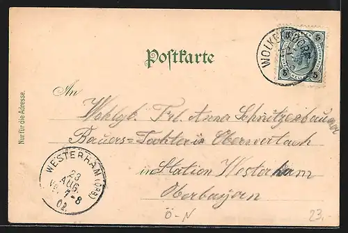 Lithographie Wolkersdorf a. d. Staatsbahn, Kirchenplatz, Schloss, Bahnhof