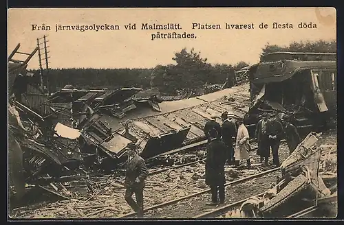AK Malmslätt, Fran järnvägsolyckan vid Malmslätt, Platsen hvarest flesta döda paträftades, Eisenbahnkatastrophe
