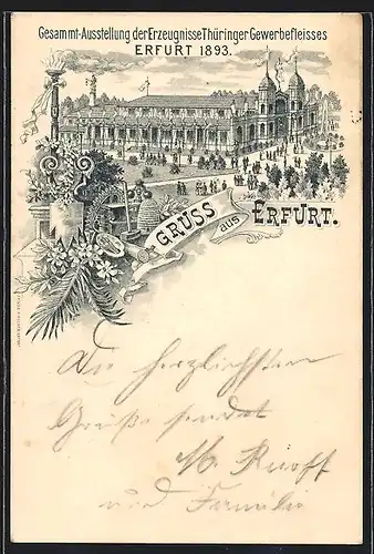 Vorläufer-Lithographie Erfurt, Ausstellung der Erzeugnisse Thüringer Gewerbefleisses 1893, Ausstellungsgebäude