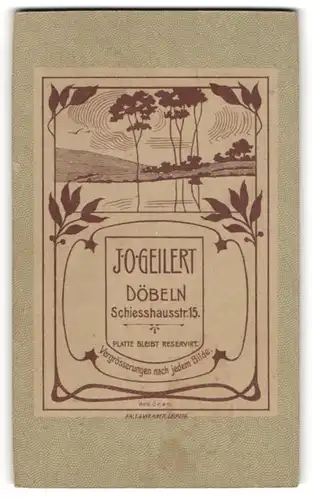 Fotografie J. O. Geilert, Döbeln, Schiesshausstr. 15, Naturlandschaft im verzierten Rahmen