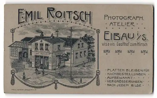 Fotografie Emil Roitsch, Eibau i. Sa., das Atelier des Fotografen mit Schaufenster