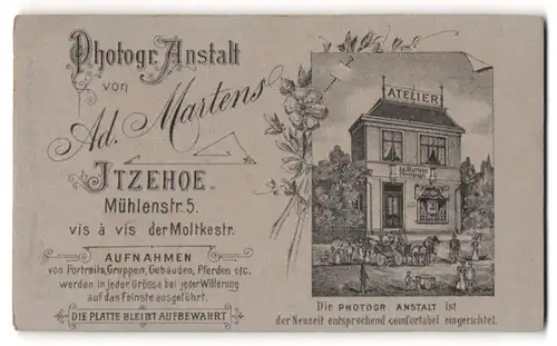 Fotografie Ad. Martens, Itzehoe, Mühlenstr. 5, Ansicht Itzehoe, Blick auf das Ateliershaus des Fotografen