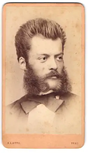 Fotografie A. L. Otto, Prag, tschechischer Herr im Anzug mit Backenbart und hochgestylten Haaren