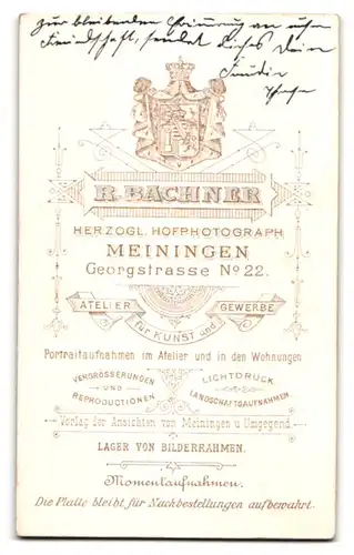 Fotografie R. Bachner, Meiningen, Georgstr. 22, Junge Dame in dunklem Kleid mit Hochsteckfrisur und silberner Kette