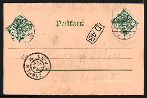 Lithographie Coblenz, Kaisering Augusta Denkmal, Totalansicht bei Nacht