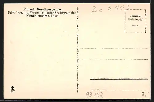AK Neudietendorf /Th., Erdmuth Dorotheenschule der Brüdergemeine, Gartenhäuschen