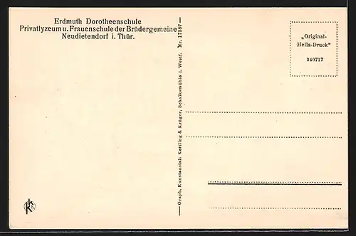 Passepartout-AK Neudietendorf /Th., Mädchen-Anstalt der Brüdergemeine, Haupteingang mit Weg