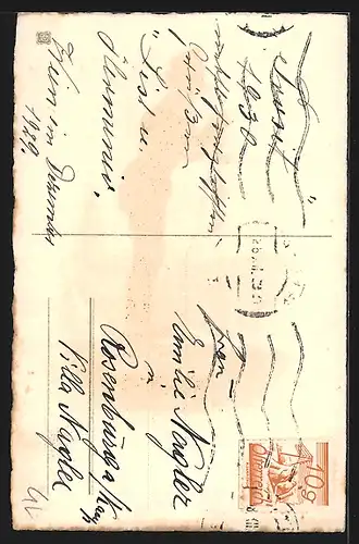 AK Schornsteinfeger auf dem Dach