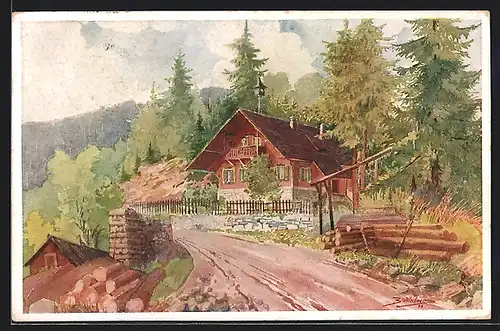 Künstler-AK Krieglach, Peter Roseggers Waldschule