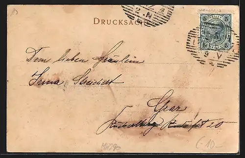 AK Leoben, Hauptplatz mit Geschäften, Denkmal und Brunnen