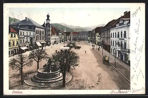 AK Leoben, Strassenpartie am Hauptplatz