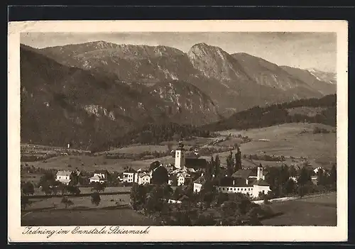 AK Irdning im Ennstale, Ortspartie mit Kirche