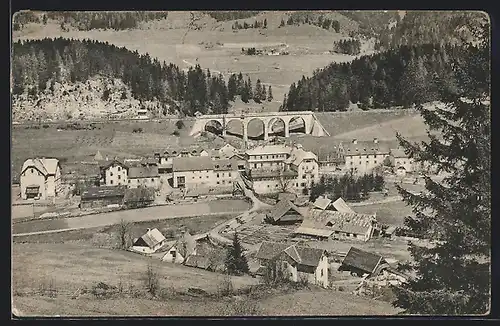 AK Steinhaus am Semmering, Ortspartie mit Aquädukt