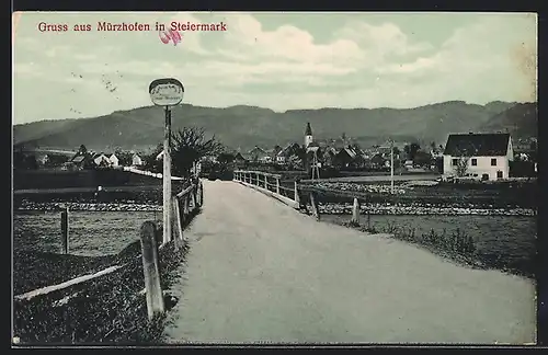 AK Mürzhofen, Teilansicht mit Strassenpartie