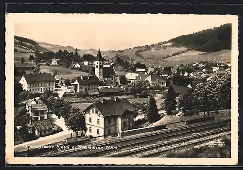 AK Spital a. Semmering, Ortspartie mit Kirche