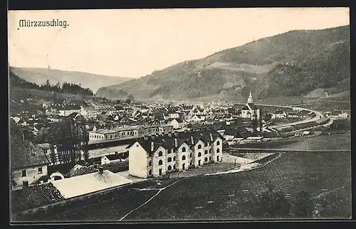 AK Mürzzuschlag, Teilansicht mit Kirche