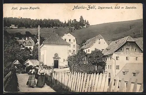 AK Maria-Zell, Strasse an der Heil. Brunn-Kapelle