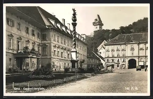 AK Graz, Karmeliterplatz mit Mariensäule