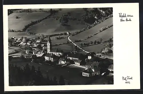 AK Wald, Teilansicht aus der Vogelschau mit Kirche