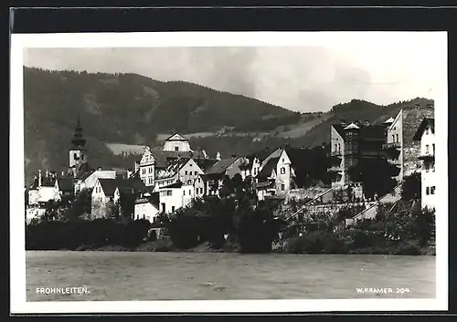 AK Frohnleiten, Ortsansicht mit Uferpartie