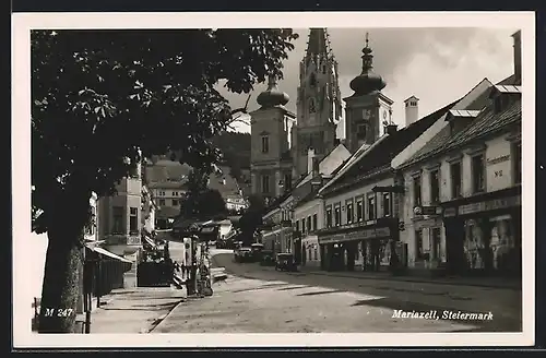 AK Mariazell, auf der Strasse zur Basilika hin