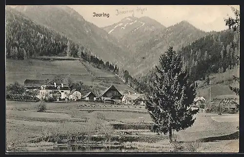 AK Jauring, Ortsansicht mit Bergpanorama