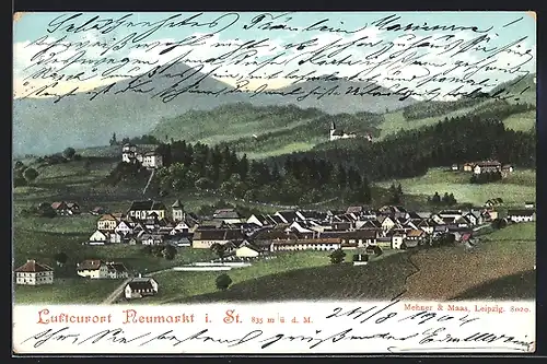 AK Neumarkt, Ortsansicht mit Kirche