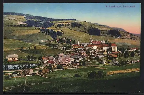 AK St. Lambrecht, Totalansicht aus der Vogelschau