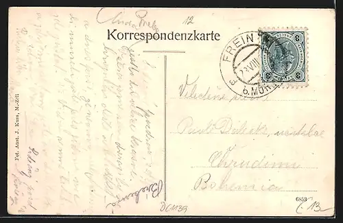 AK Frein bei Mürzsteg, Ortsansicht mit Förderanlage aus der Vogelschau