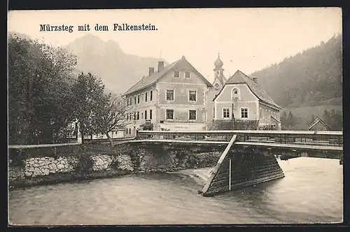 AK Mürzsteg, Ortspartie mit dem Falkenstein