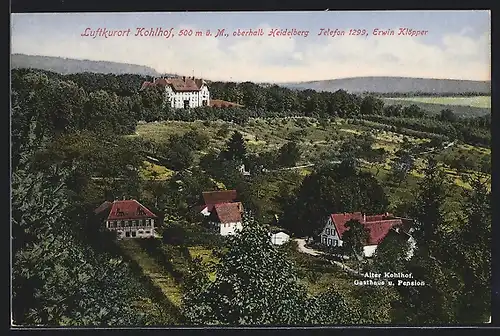 AK Kohlhof, Totalansicht mit Gasthaus-Pension Alter Kohlhof aus der Vogelschau