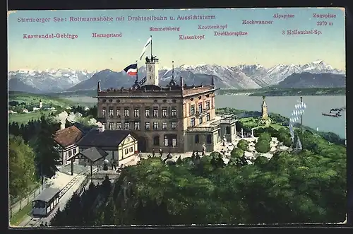 AK Rottmannshöhe, Hotel mit Drahtseilbahn u. Aussichtsturm