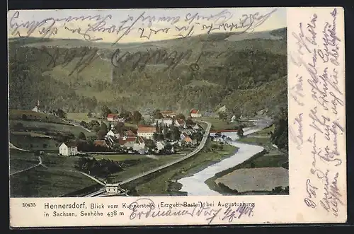 AK Hennersdorf in Sachsen, Blick vom Kunnerstein