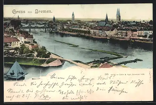AK Bremen, Teilansicht mit Flusspartie