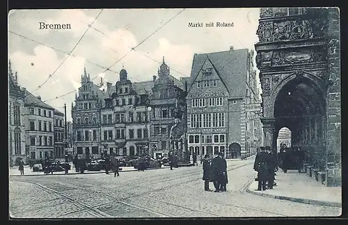 AK Bremen, Markt mit Roland
