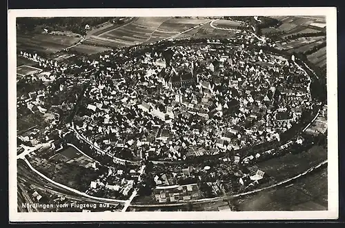 AK Nördlingen, Fliegeraufnahme der Ortschaft