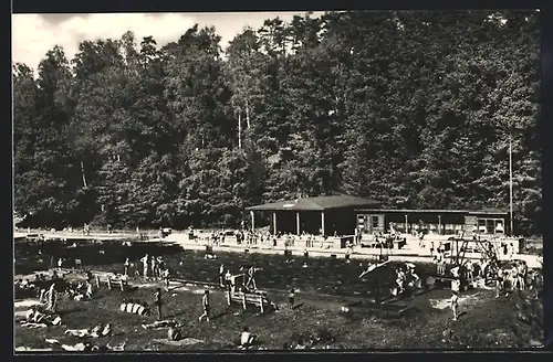 AK Rosswein /Sa., Schwimmbad mit Badegästen