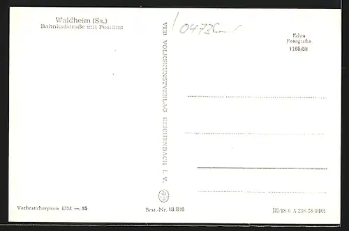 AK Waldheim /Sa., Bahnhofstrasse mit Postamt