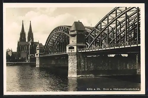 AK Köln a. Rh., Dom und Hohenzollernbrücke