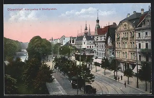 AK Düsseldorf, Königsallee u. Stadtgraben