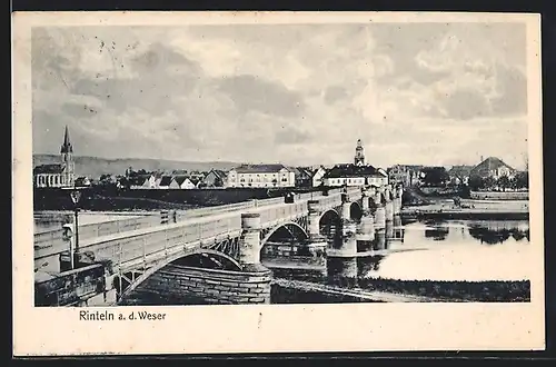 AK Rinteln a. d. Weser, Ortsansicht mit Flusspartie
